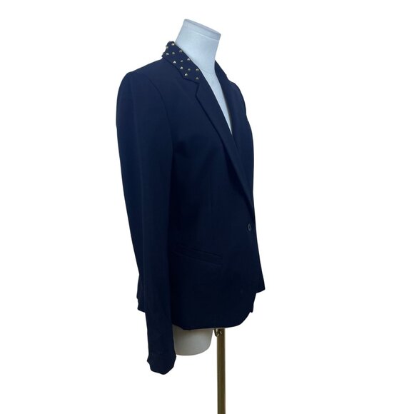 Aqua Women's Black Studded Collar Blazer Size 6 Stylish One Button - Picture 2 of 8
